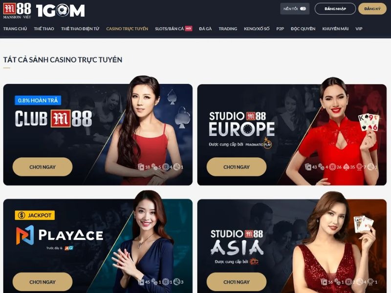 Nhiều trò chơi, bàn cược cùng đa dạng mức cược khác nhau được cung cấp tại M88 