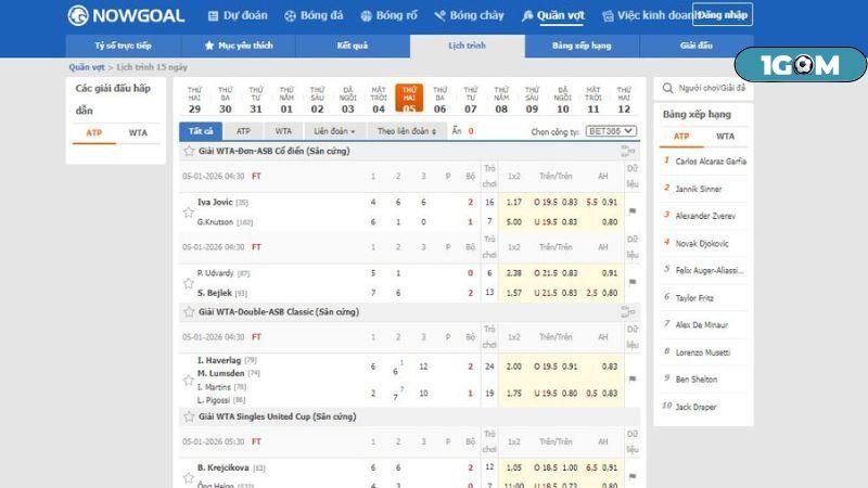 Cập nhật lịch thi đấu