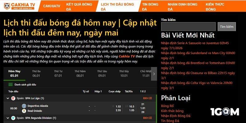 Thao tác xem và giải trí bóng đá trên Cakhiatv rất đơn giản