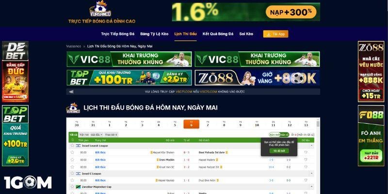 Các giải đấu bóng đá lớn được phát sóng miễn phí