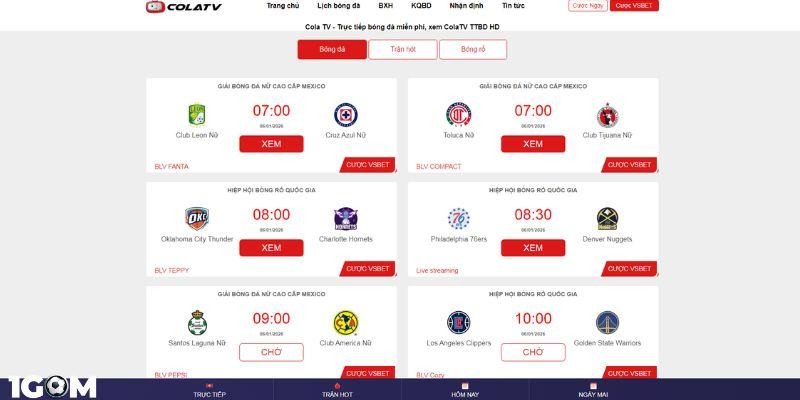 Trang web sở hữu bản quyền phát sóng của đa số các giải đấu bóng hàng đầu thế giới