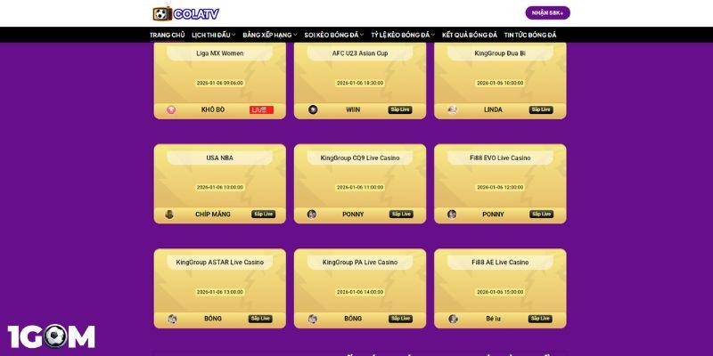 ColaTV cung cấp nhiều giải đấu khác nhau trên khắp thế giới