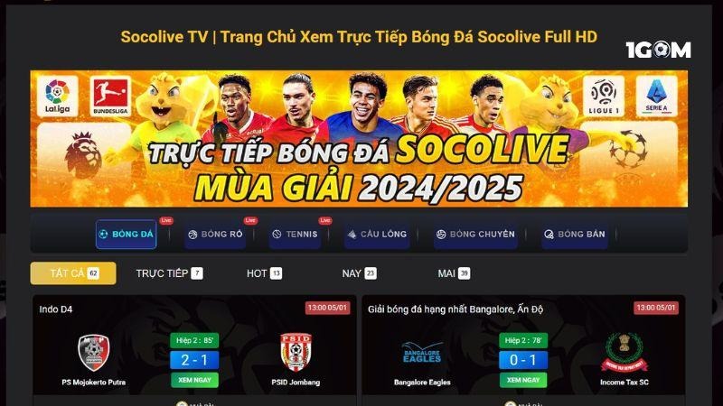 Socolive là nền tảng phát trực tiếp trận đấu bóng đá