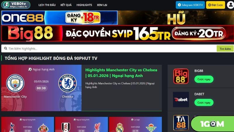 Có thể xem lại highlights trận đấu